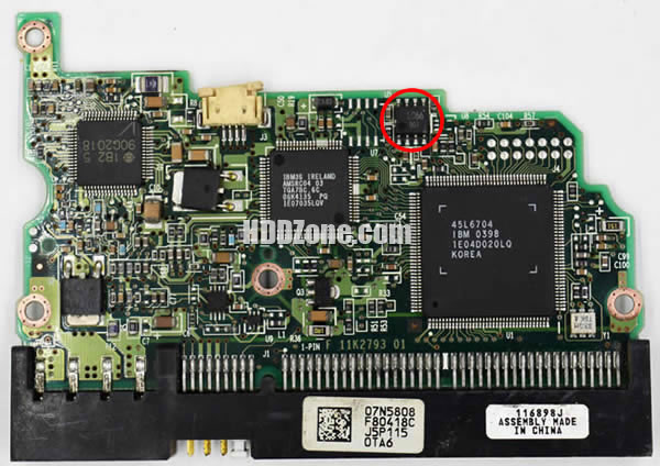 07N5808 Hitachi Placa Lógica Electrónica del Disco Duro